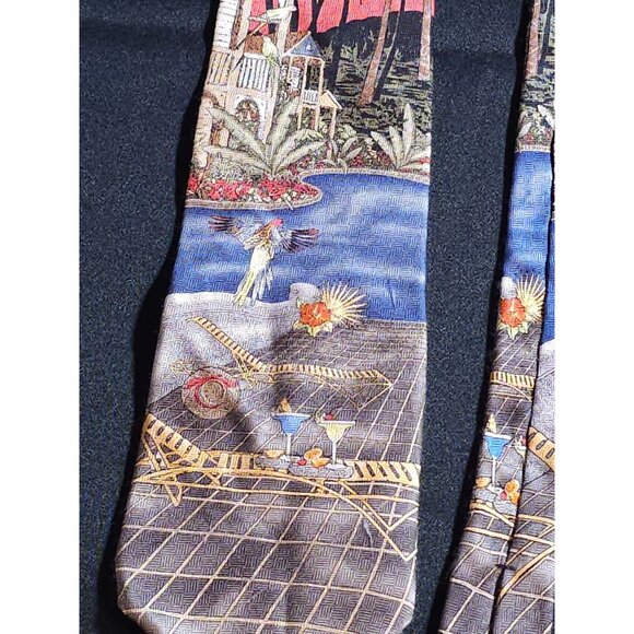 Vintage Colorful Croft & Barrow Tropical Landscape Necktie With Exotic Design - Picture 9 of 13